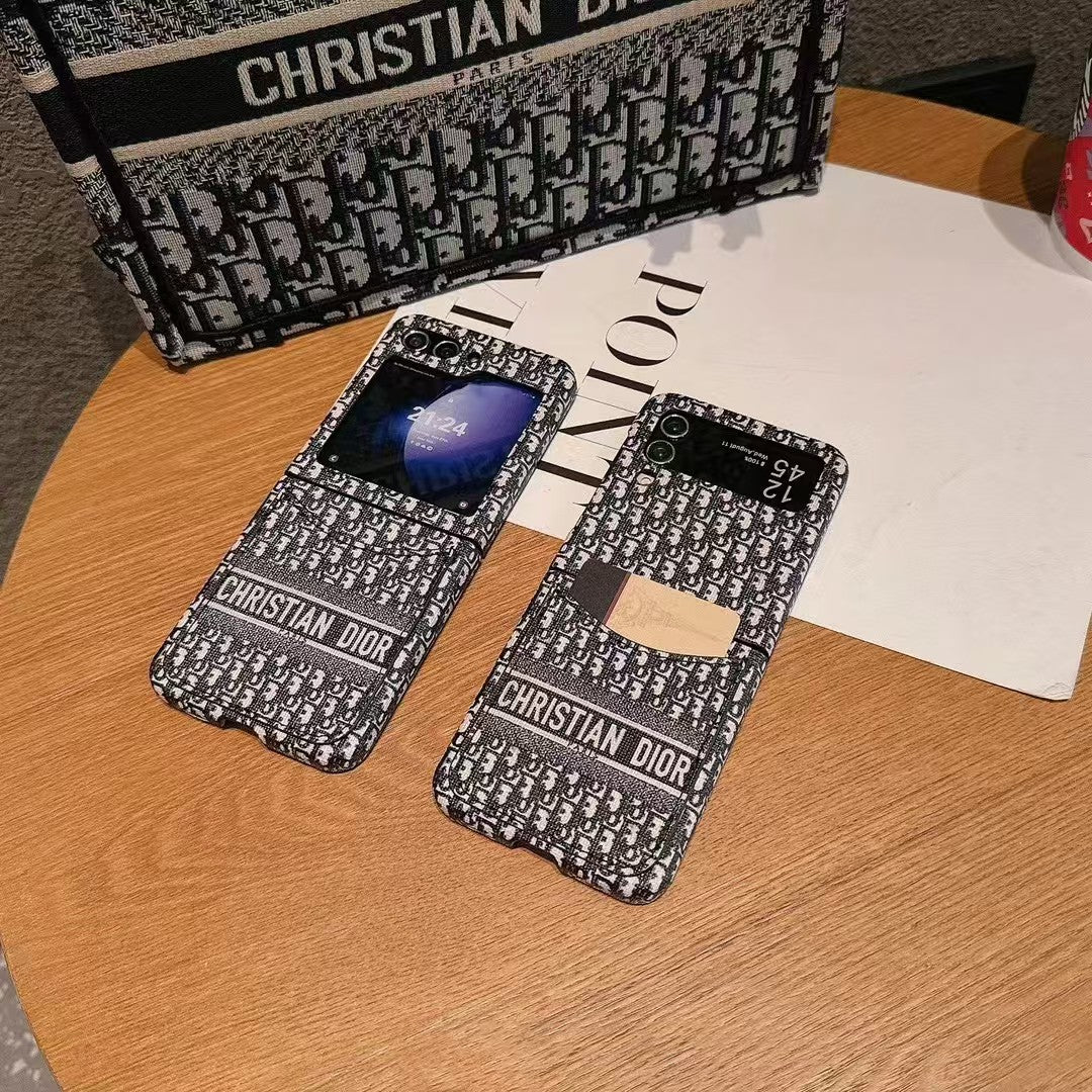Luxury Monogram Card Holder Case for Samsung Z Flip