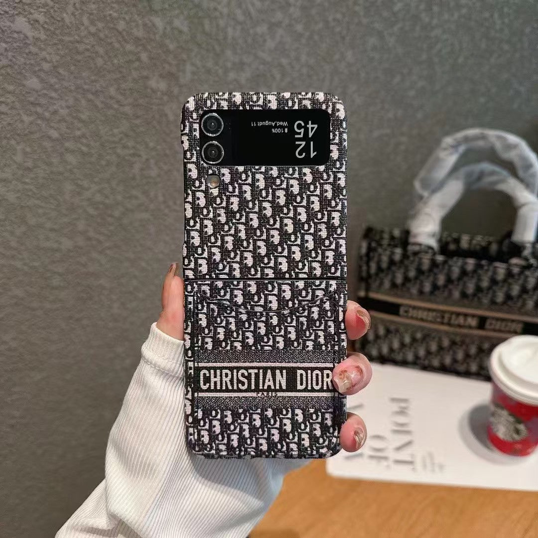 Luxury Monogram Card Holder Case for Samsung Z Flip