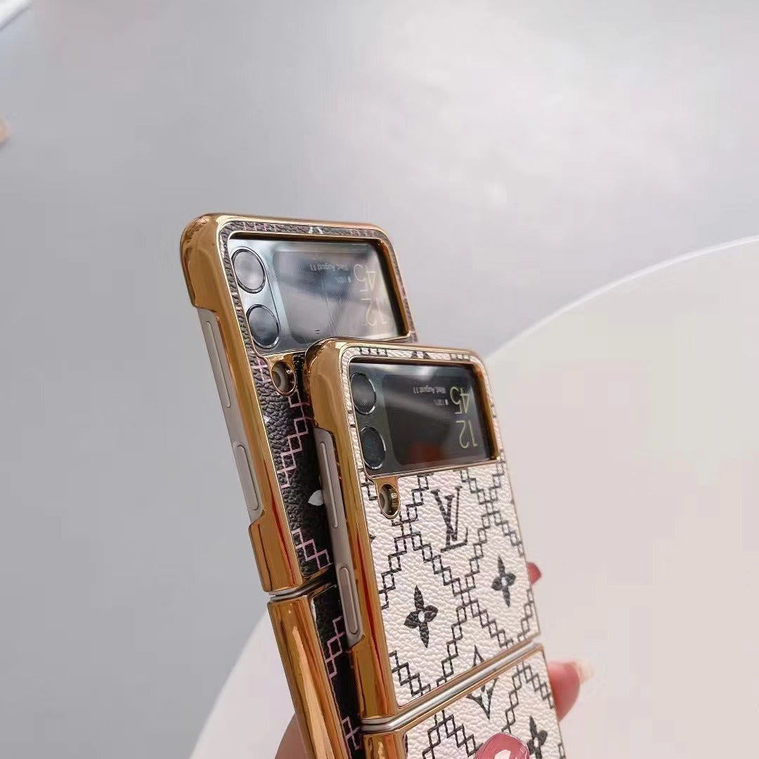 Luxury Patterned Z Flip Case with Gold Frame –for Samsung Z Flip