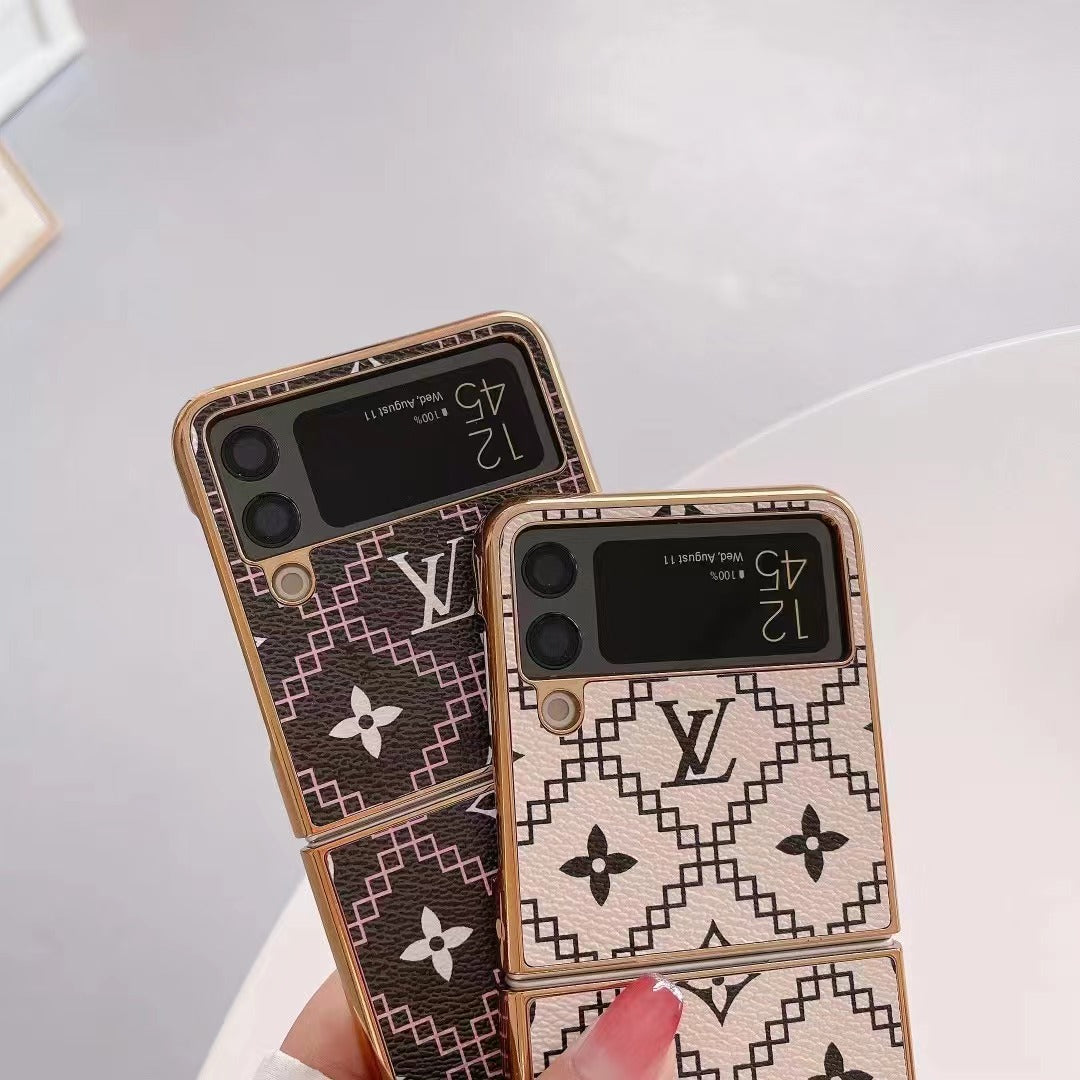 Luxury Patterned Z Flip Case with Gold Frame –for Samsung Z Flip