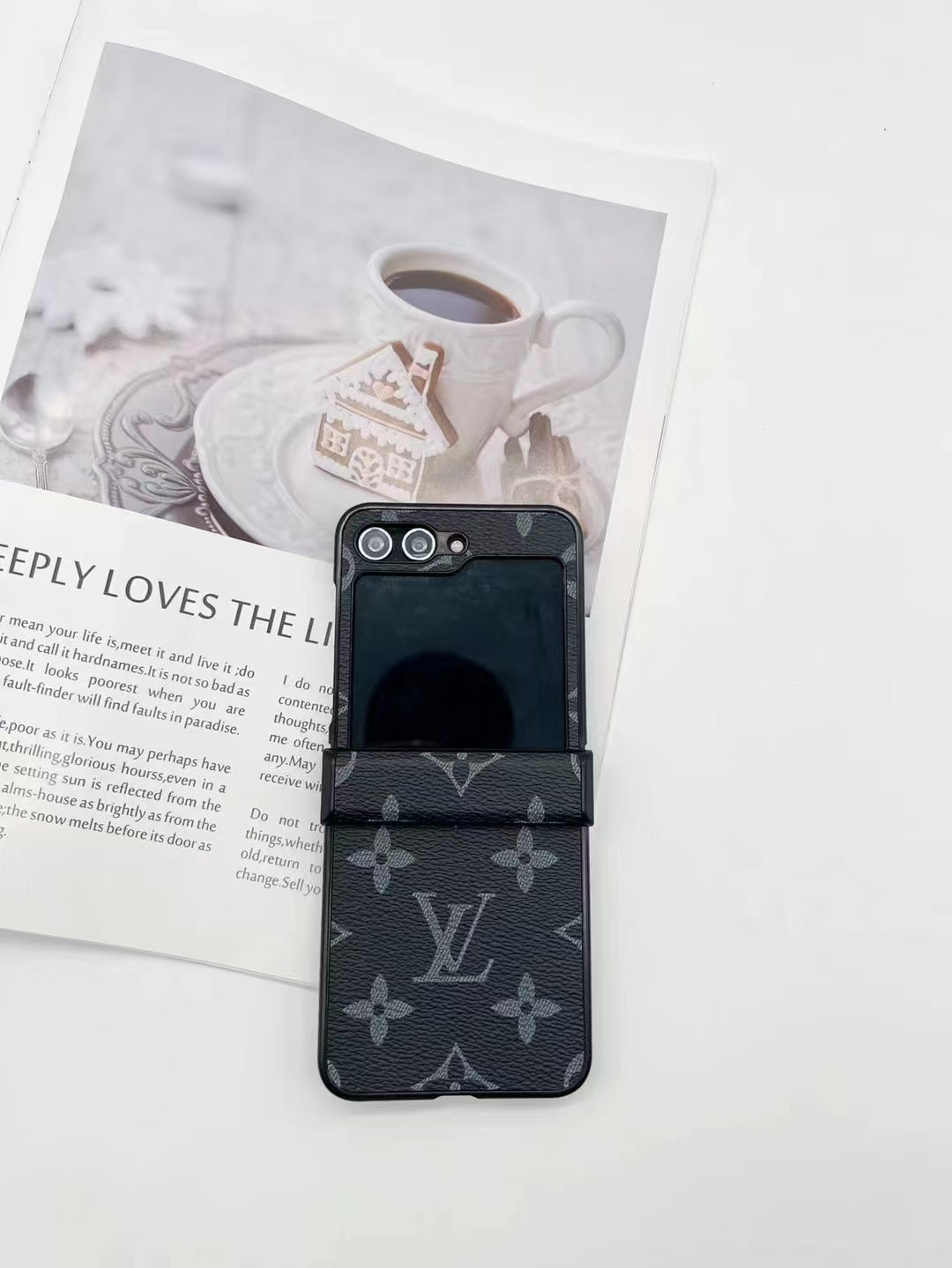 Premium Monogram Pattern Case for Samsung Galaxy Z Flip – Designer-Inspired Leather Texture