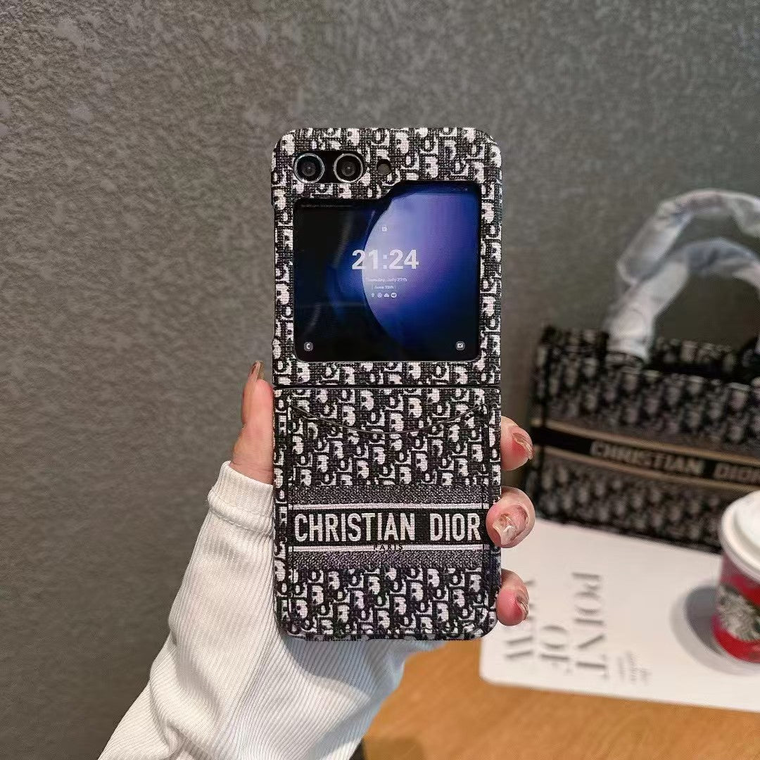 Luxury Monogram Card Holder Case for Samsung Z Flip