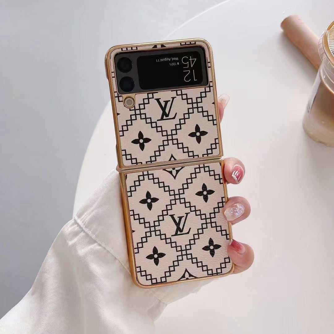 Luxury Patterned Z Flip Case with Gold Frame –for Samsung Z Flip