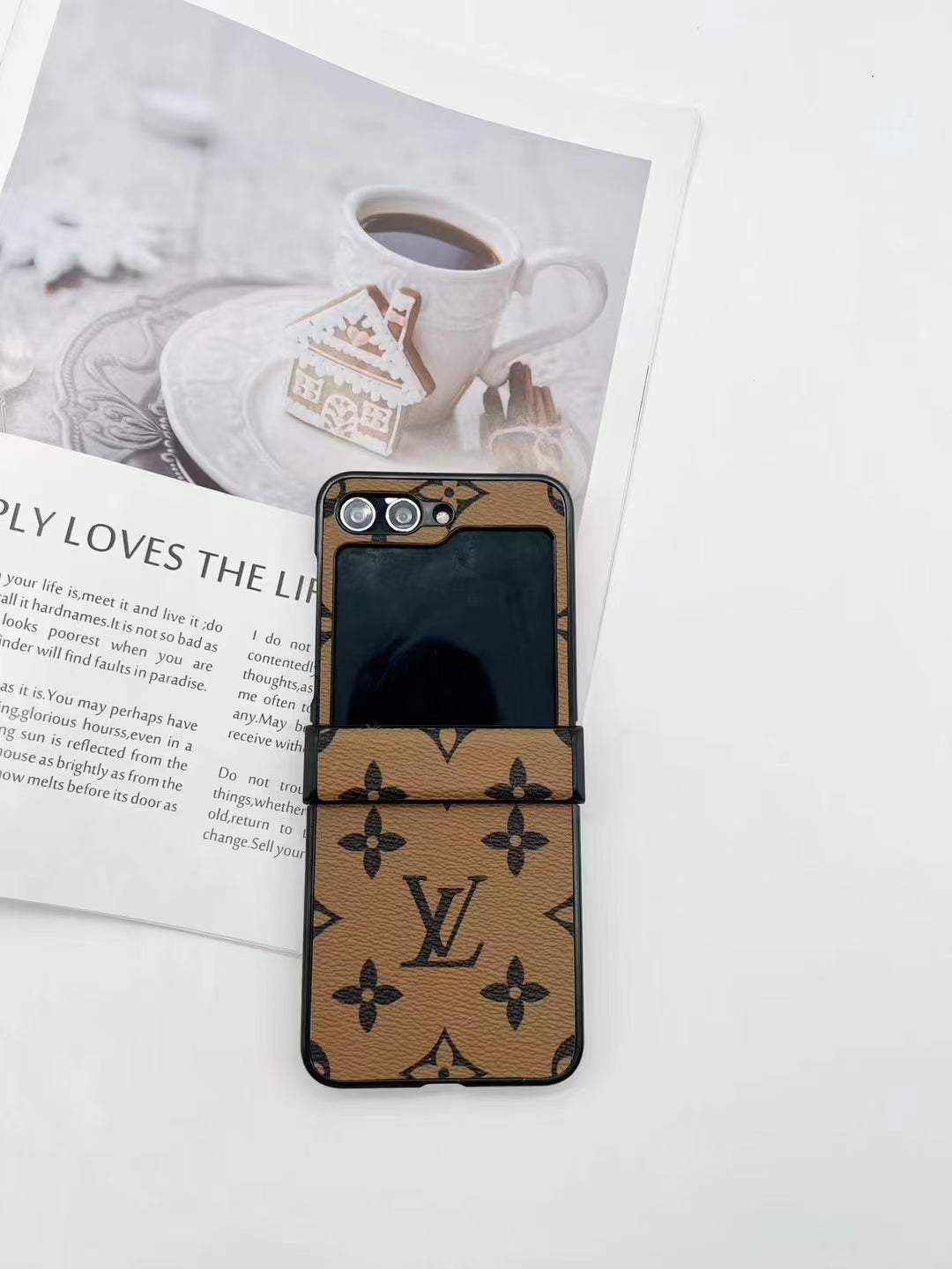 Premium Monogram Pattern Case for Samsung Galaxy Z Flip – Designer-Inspired Leather Texture