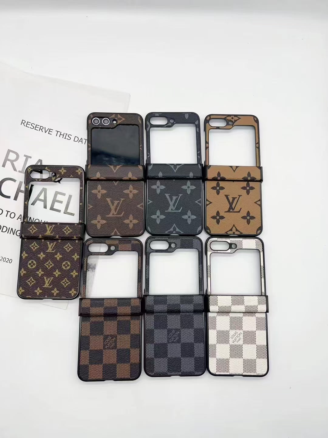 Premium Monogram Pattern Case for Samsung Galaxy Z Flip – Designer-Inspired Leather Texture