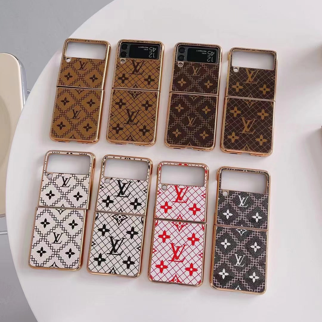 Luxury Patterned Z Flip Case with Gold Frame –for Samsung Z Flip