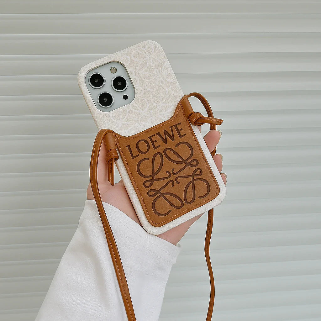Leather Crossbody Lanyard iPhone Case