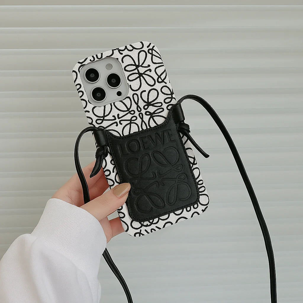 Leather Crossbody Lanyard iPhone Case