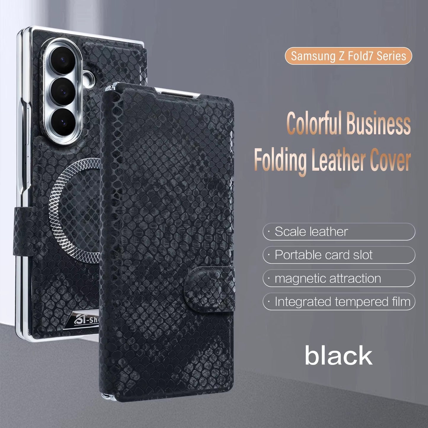 Elegant Snake-Texture Leather Flip Case for Samsung Z Fold