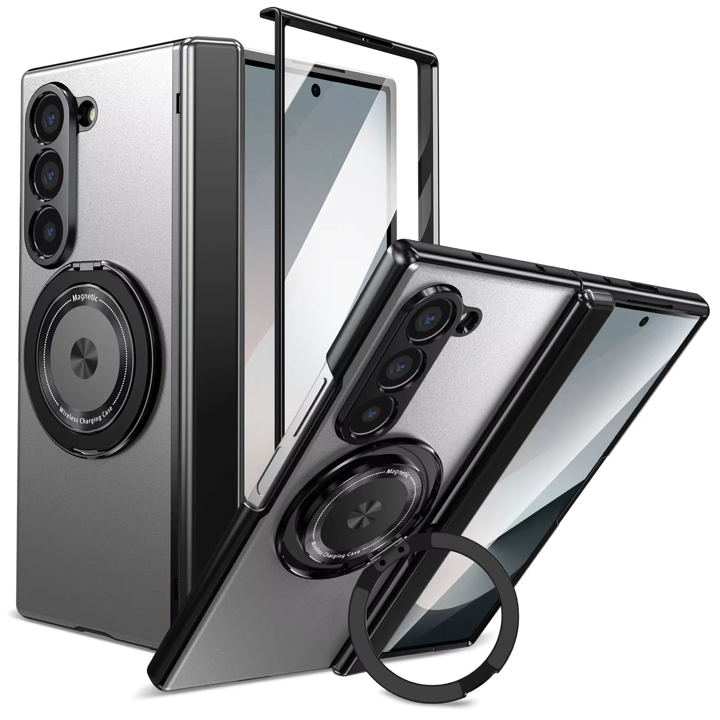 Magnetic Ring Armor Case for Samsung Z Fold 5 / 6 / 7 + Front Frame