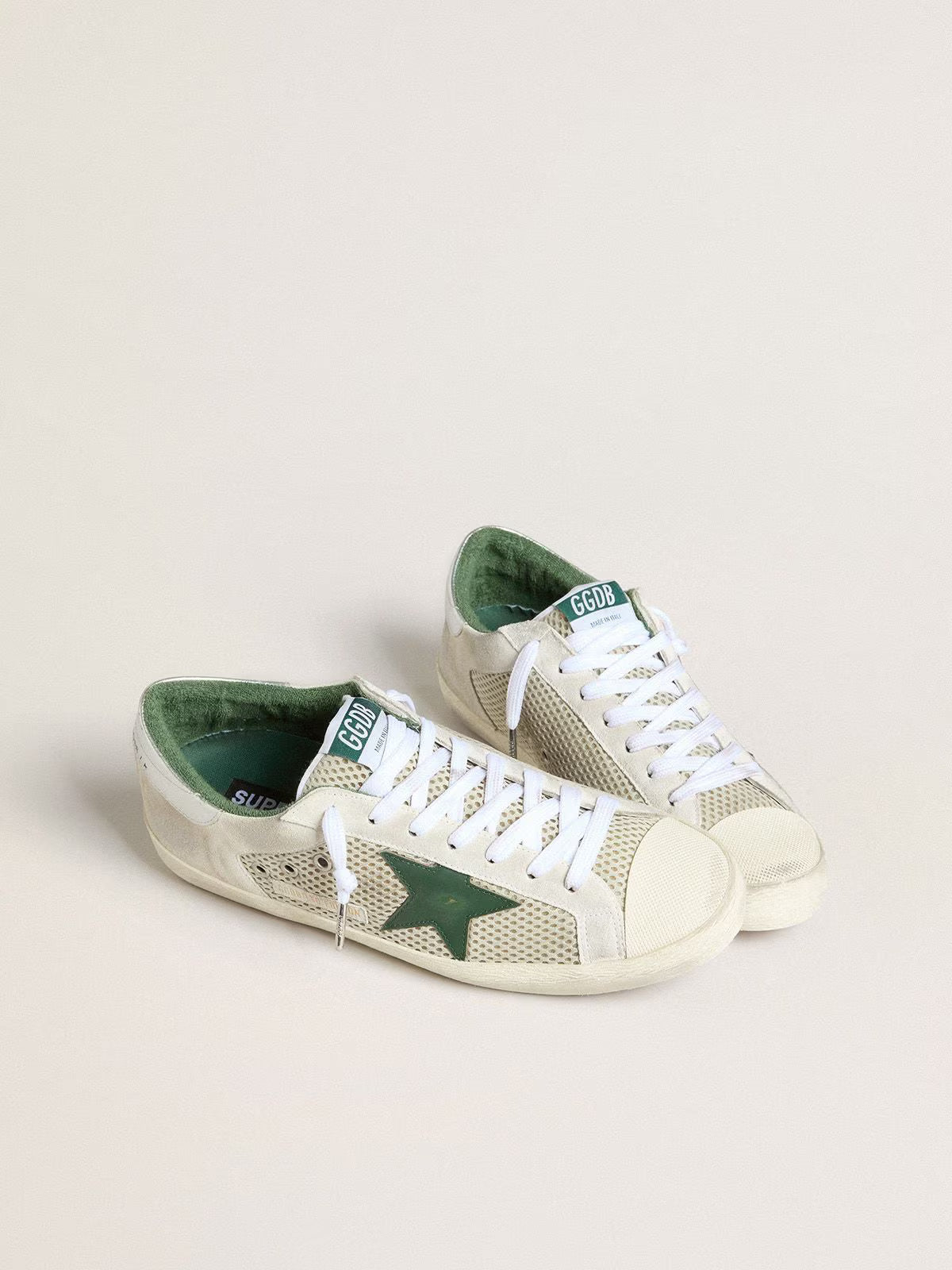 LTD Baskets – Suede & White Mesh with Green Leather Star Edition