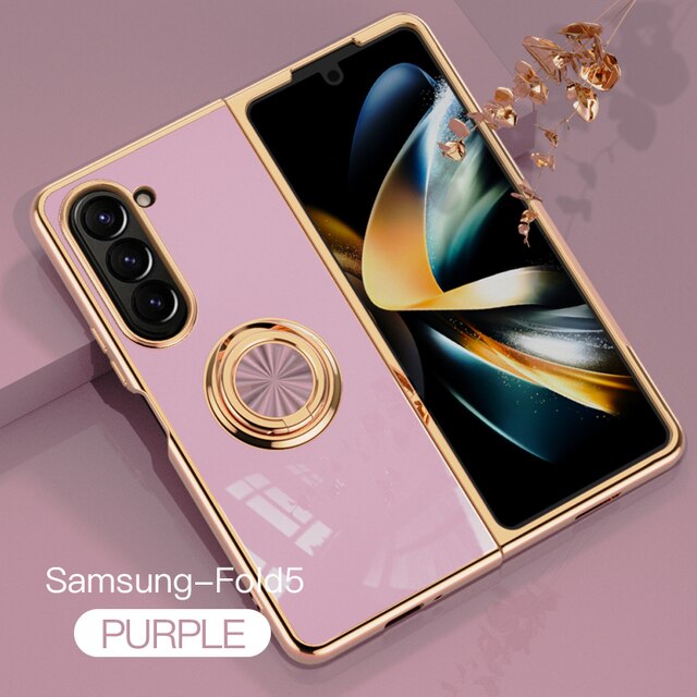 Plating Shockproof Case with Ring Holder For Samsung Z Fold