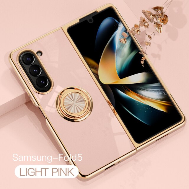 Plating Shockproof Case with Ring Holder For Samsung Z Fold