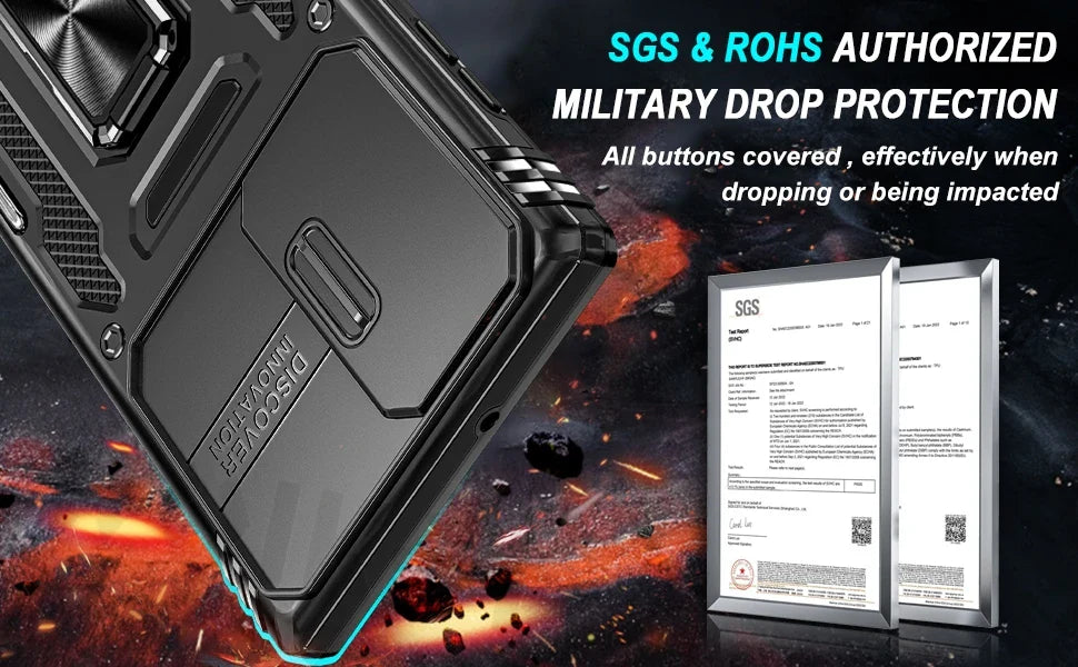 Slide Camera Full-Body Shockproof Rugged Military-Grade Case for Samsung Galaxy S