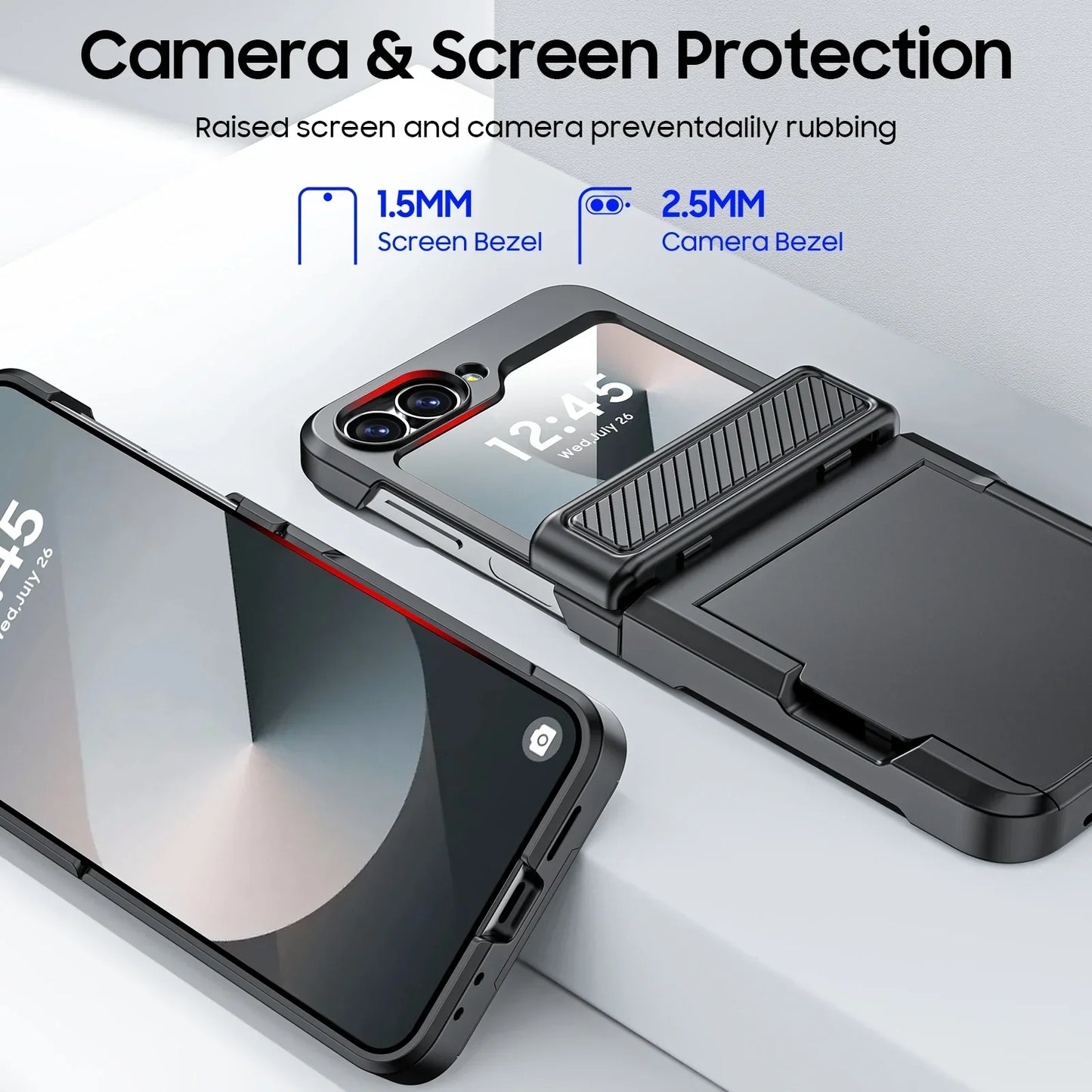 Rugged Shockproof Case for Galaxy Z Flip 3-6 with Screen Protector