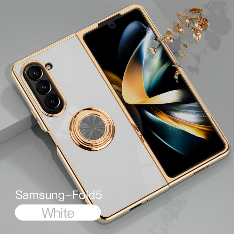 Plating Shockproof Case with Ring Holder For Samsung Z Fold