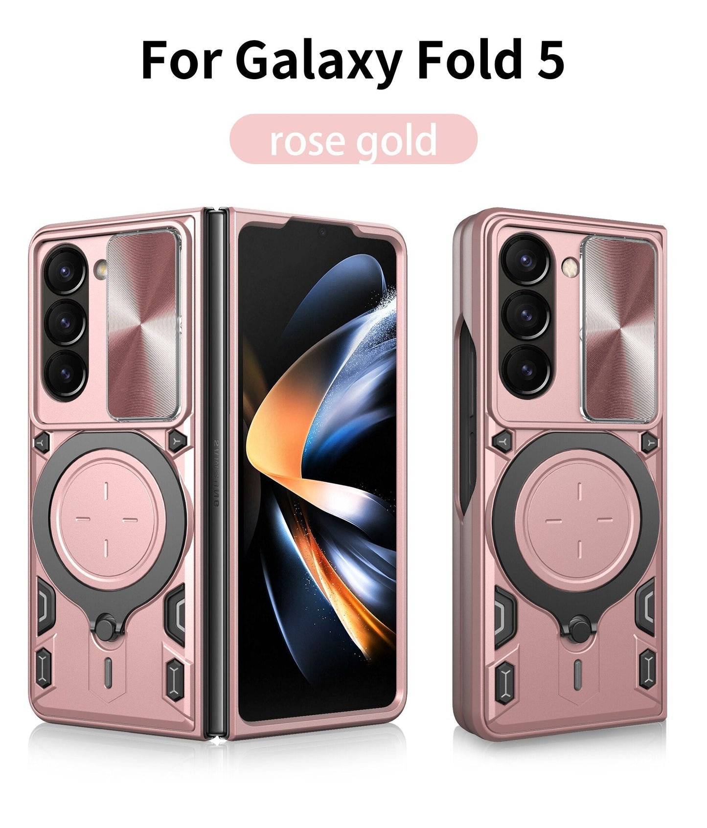 Magnetic Armor Case with Ring & Window Camera Protector For Galaxy Z Fold