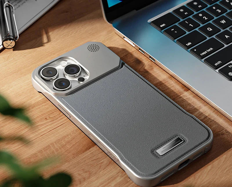 Leather Aromatherapy Magnetic Charging Ring Phone Case for iPhone