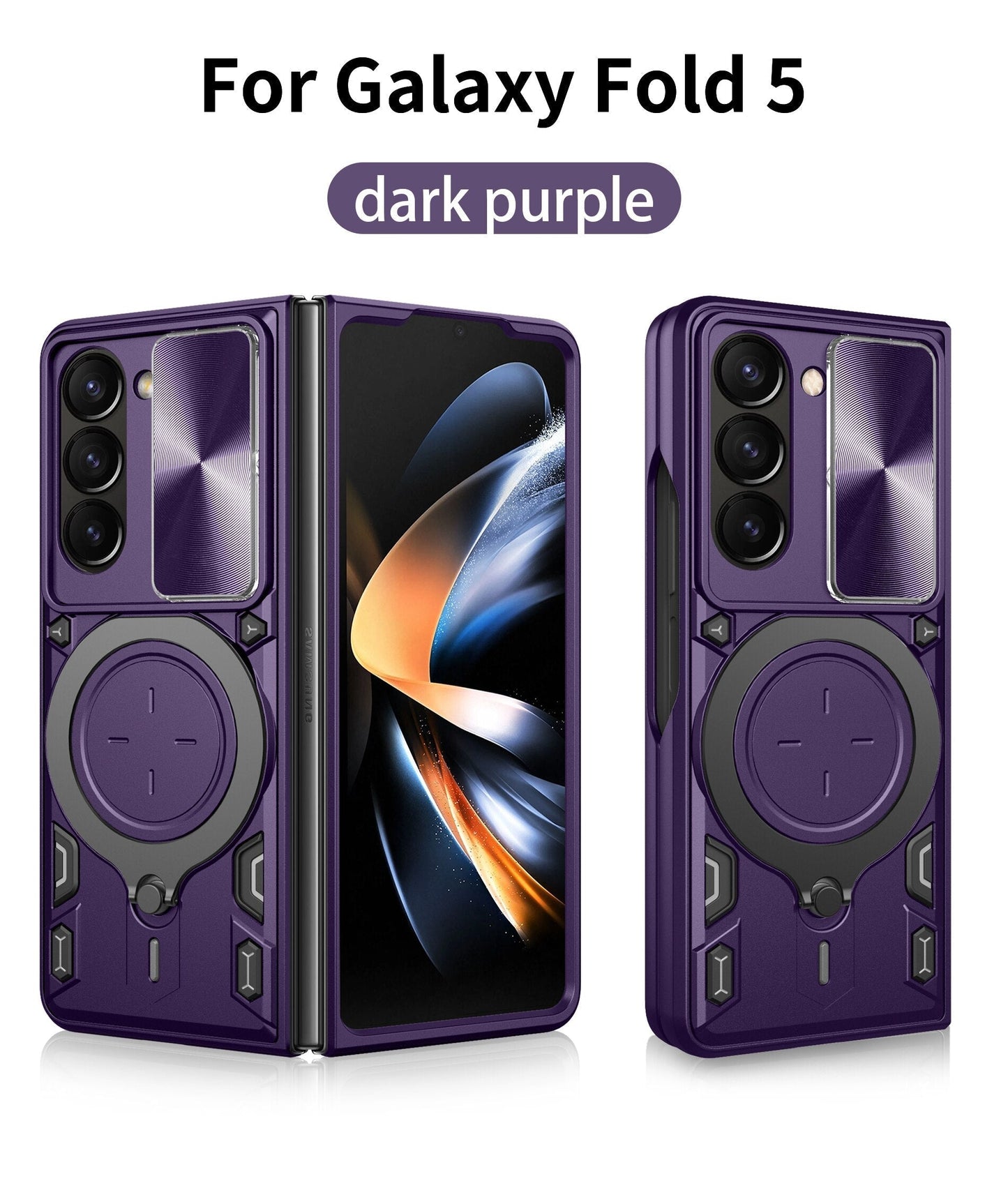 Magnetic Armor Case with Ring & Window Camera Protector For Galaxy Z Fold
