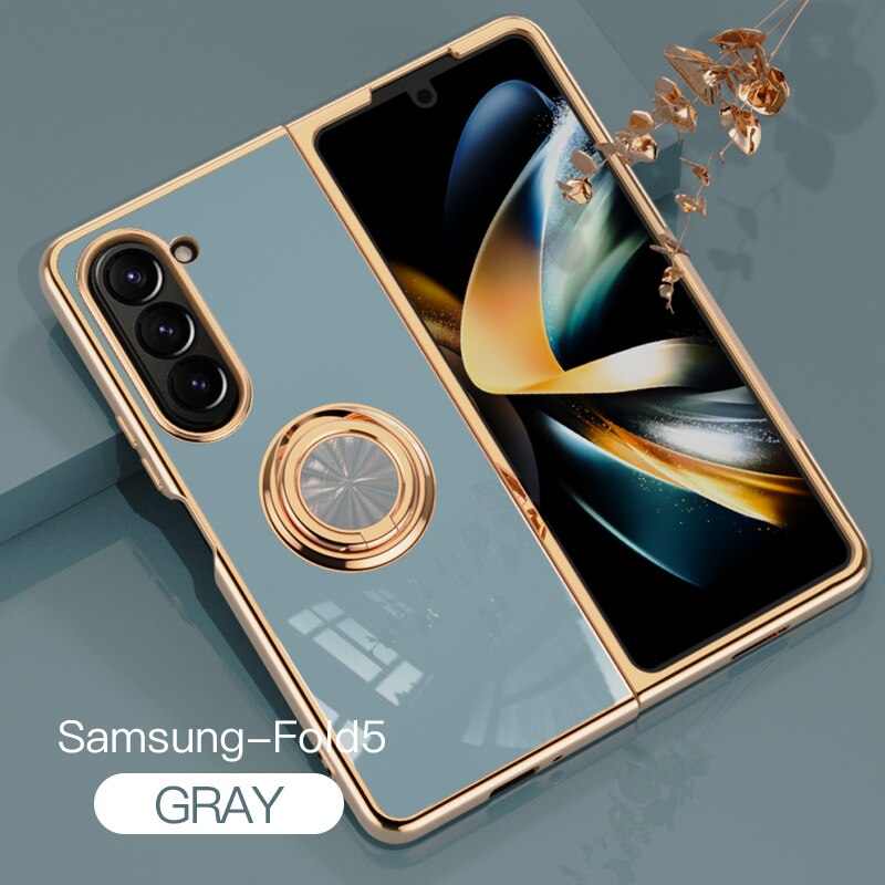 Plating Shockproof Case with Ring Holder For Samsung Z Fold