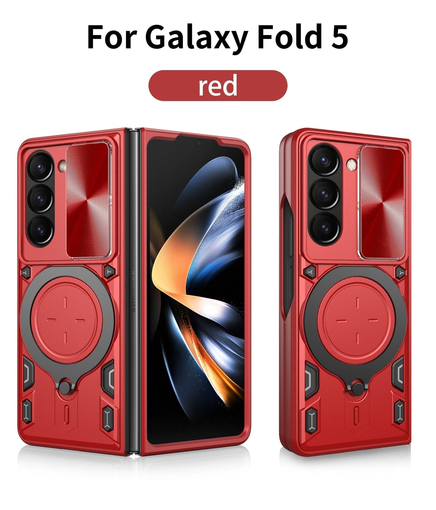 Magnetic Armor Case with Ring & Window Camera Protector For Galaxy Z Fold
