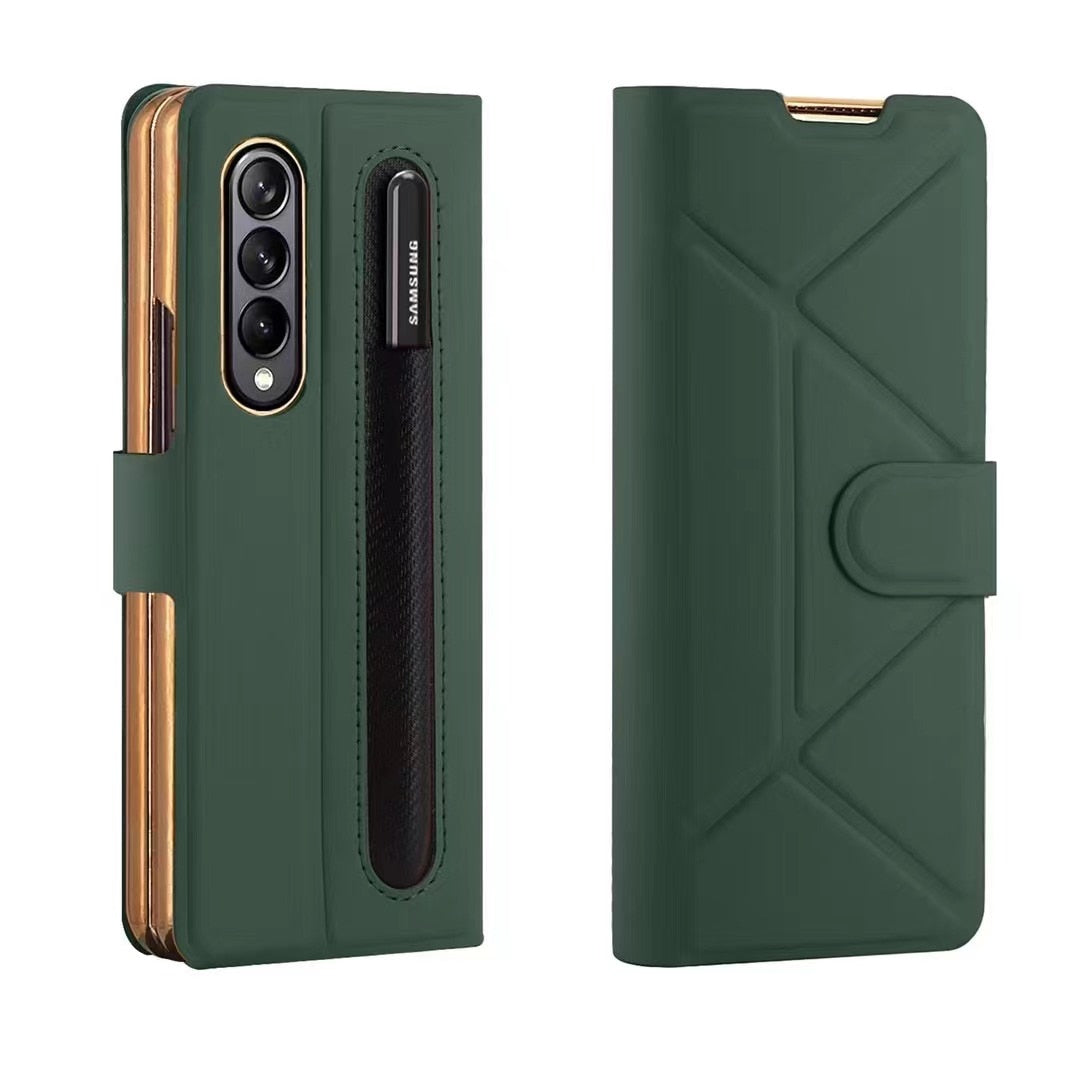 Leather Flip Stand S Pen Holder Slot Case For Samsung Galaxy Z Fold Series