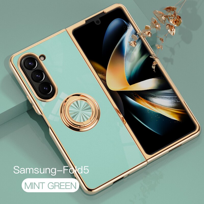 Plating Shockproof Case with Ring Holder For Samsung Z Fold