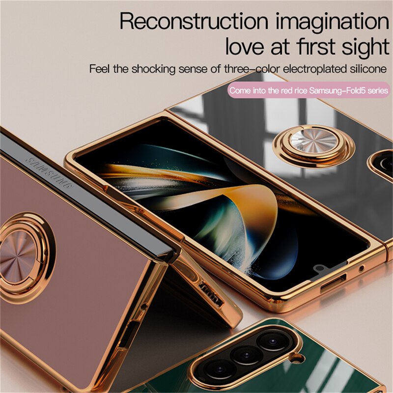 Plating Shockproof Case with Ring Holder For Samsung Z Fold