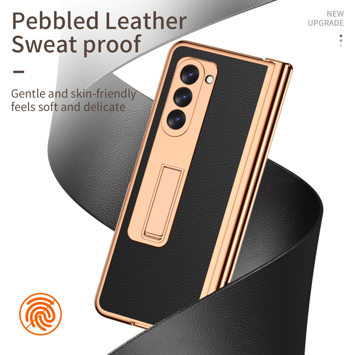 Leather Plating Case with Pen Holder & Kickstand for Samsung Galaxy Z Fold