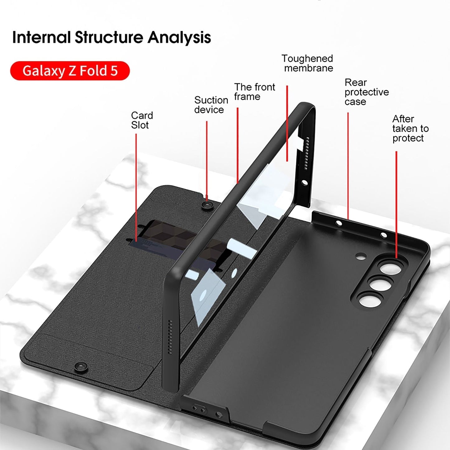 Leather Case with Detachable Pen Holder & Card Slot for Samsung Galaxy Z Fold