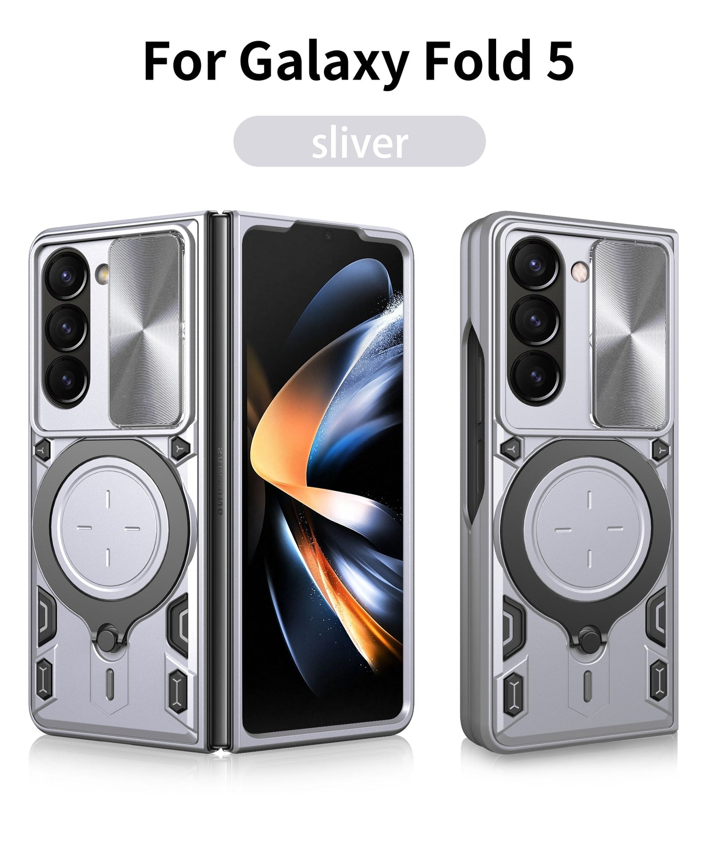 Magnetic Armor Case with Ring & Window Camera Protector For Galaxy Z Fold