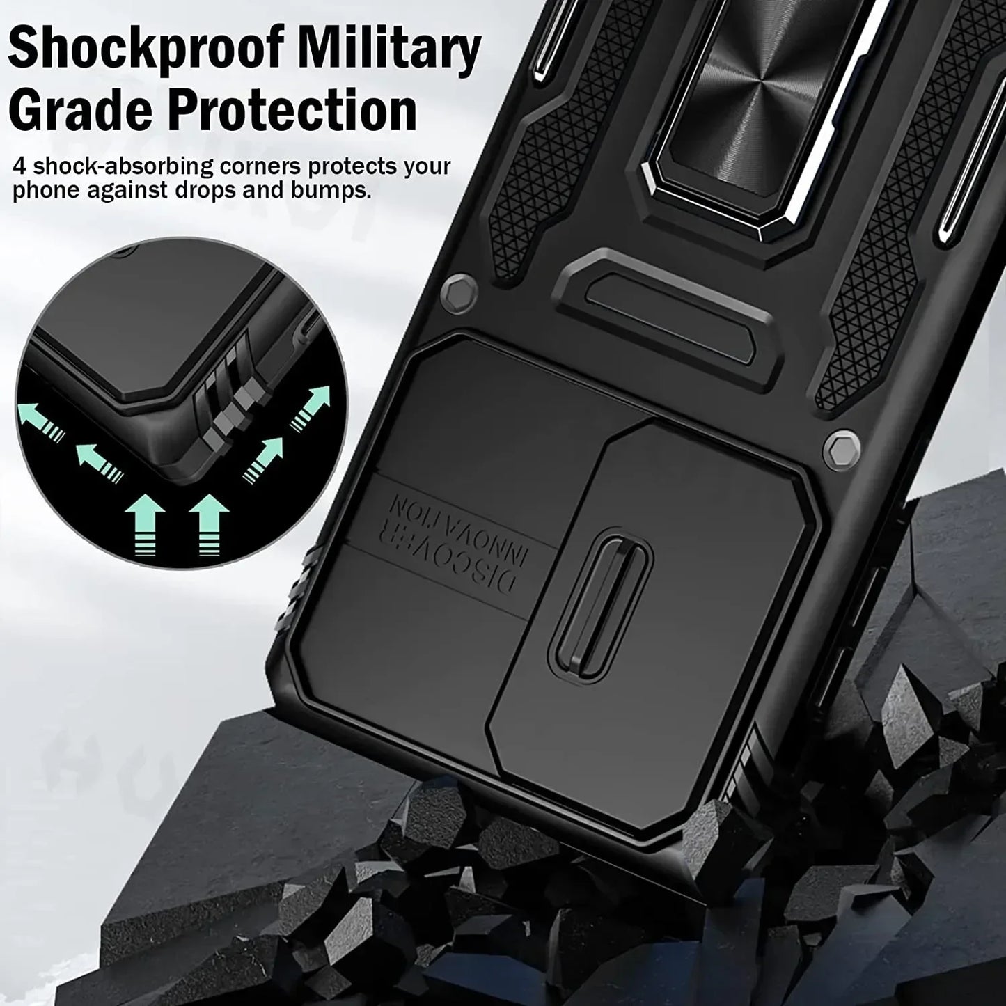 Slide Camera Full-Body Shockproof Rugged Military-Grade Case for Samsung Galaxy S