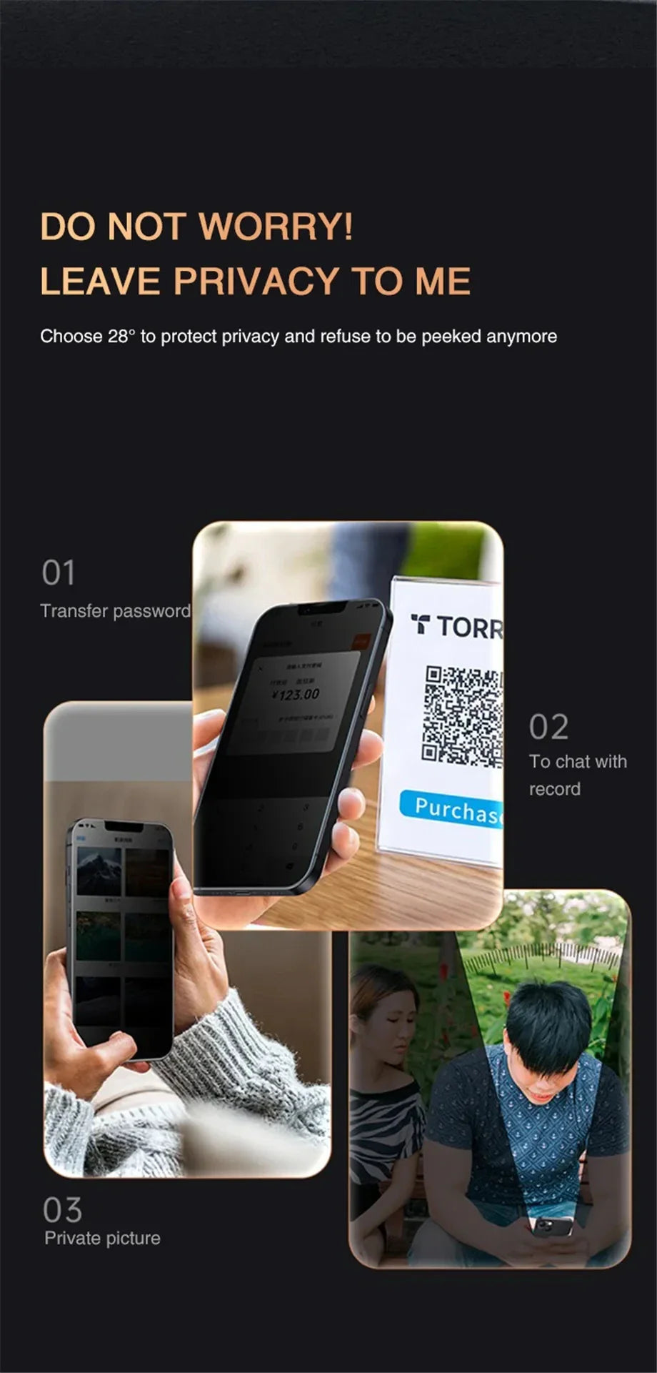 Anti-Spy Tempered Glass Privacy Screen Protector for iPhone Series