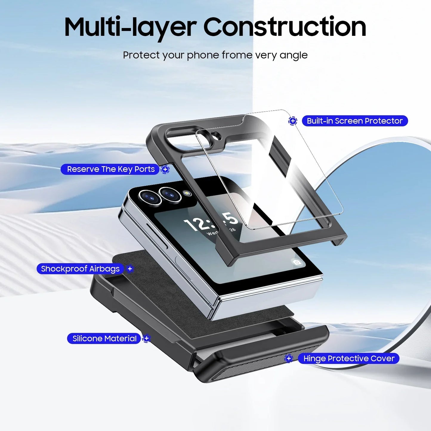 Rugged Shockproof Case for Galaxy Z Flip 3-6 with Screen Protector