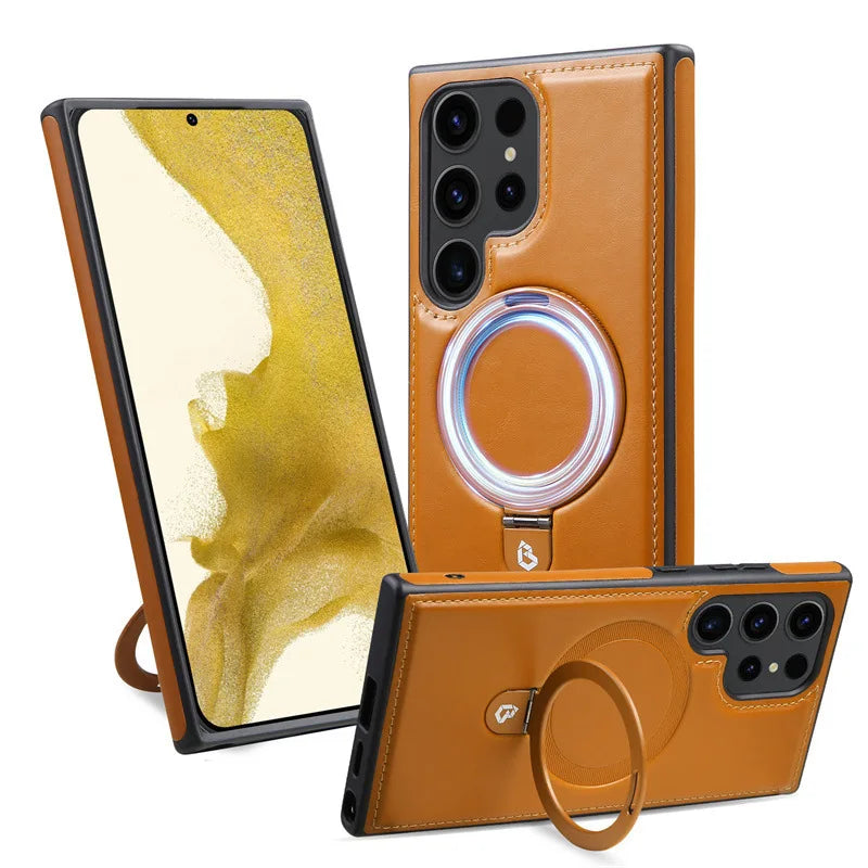 Luxury PU Leather Magnetic Stand Case for Samsung Galaxy S Series