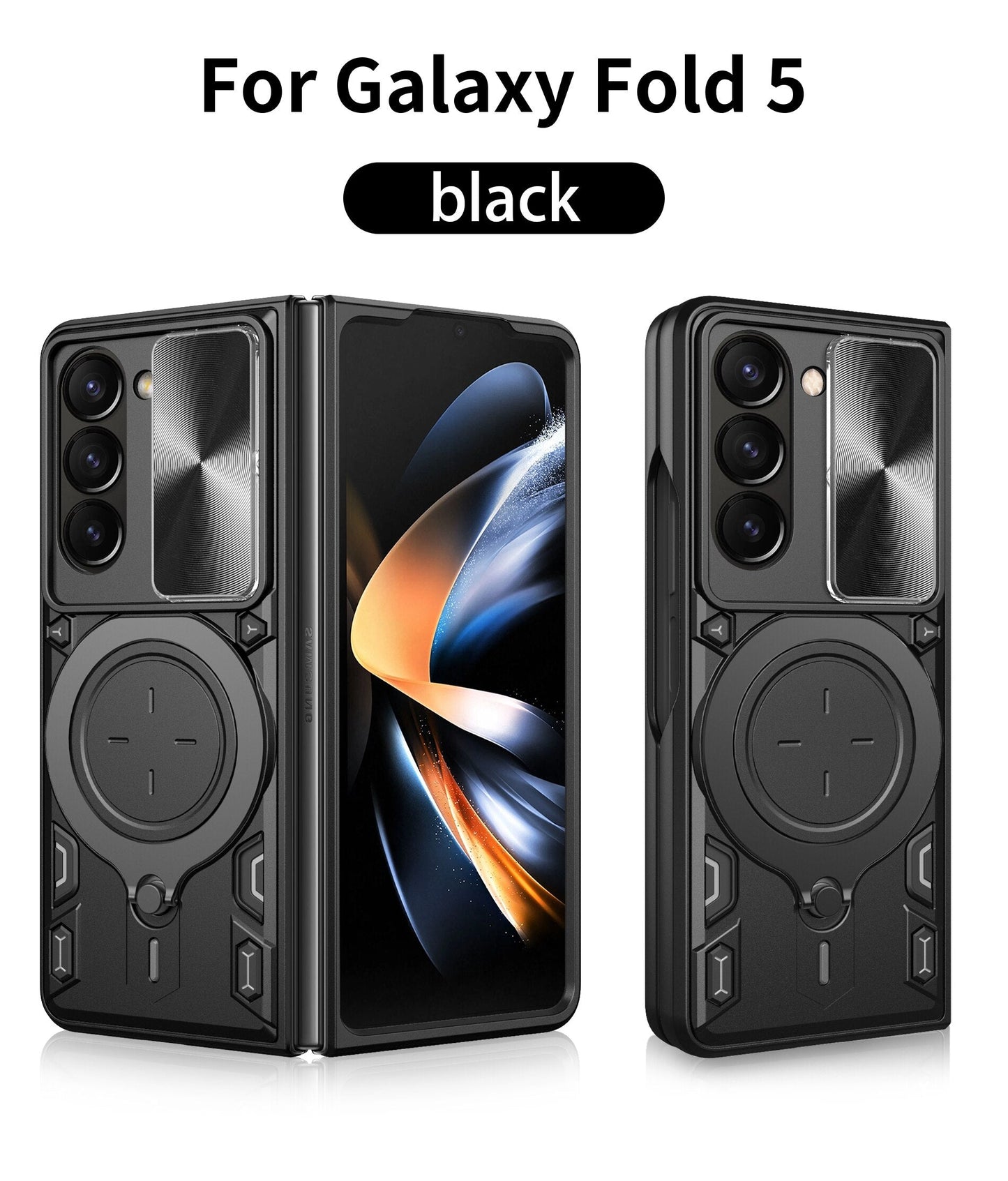 Magnetic Armor Case with Ring & Window Camera Protector For Galaxy Z Fold