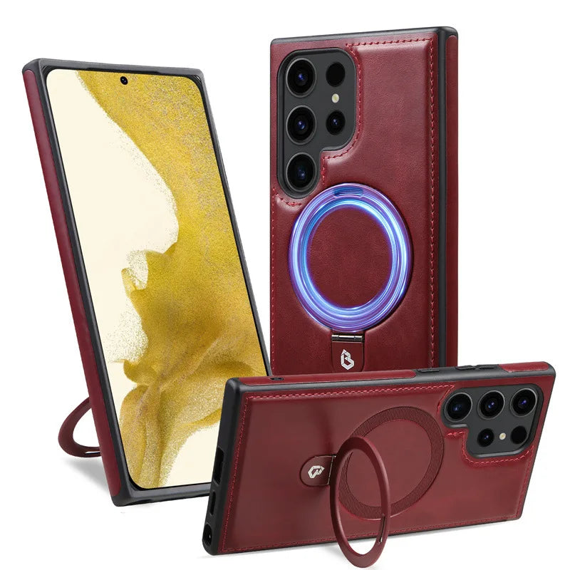 Luxury PU Leather Magnetic Stand Case for Samsung Galaxy S Series