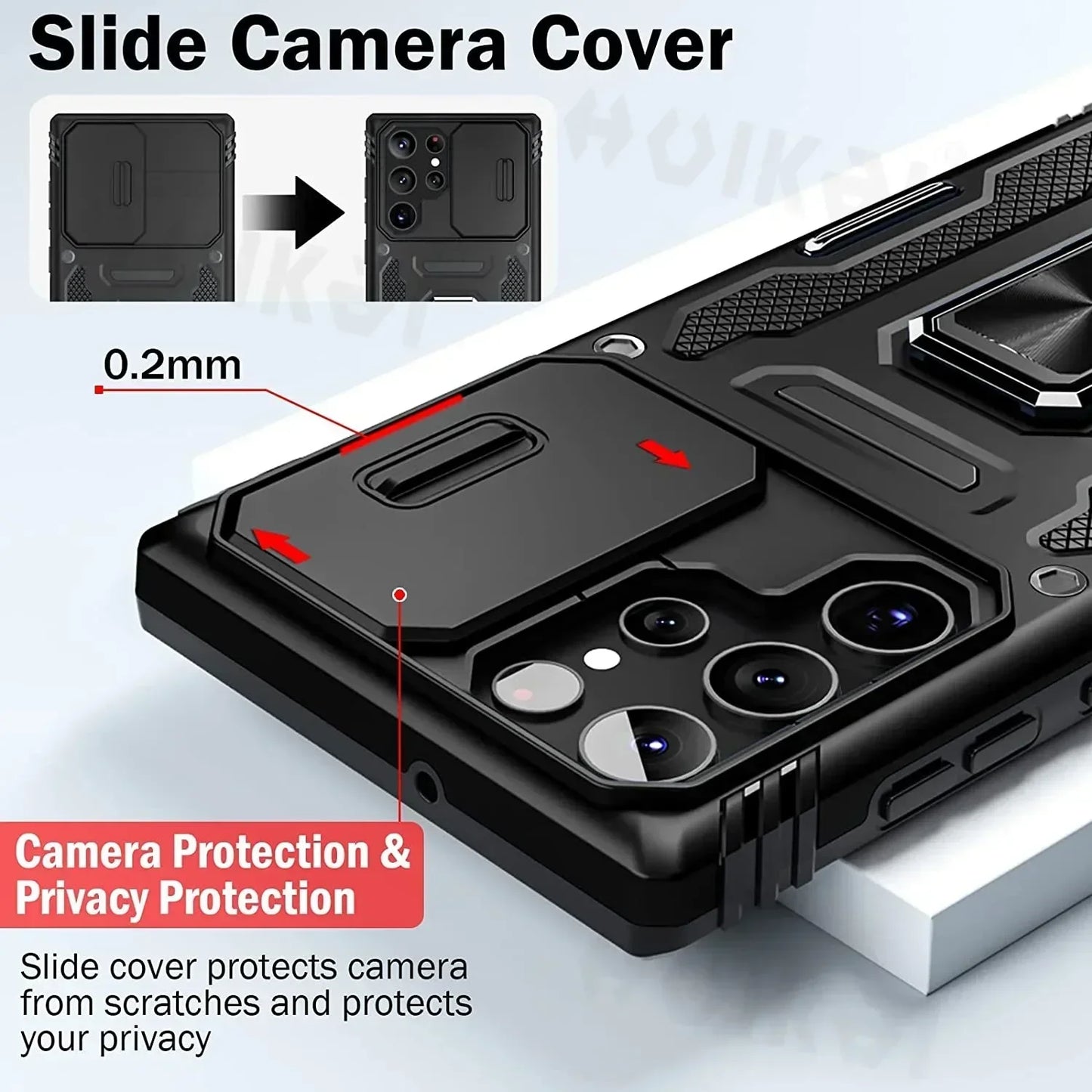Slide Camera Full-Body Shockproof Rugged Military-Grade Case for Samsung Galaxy S