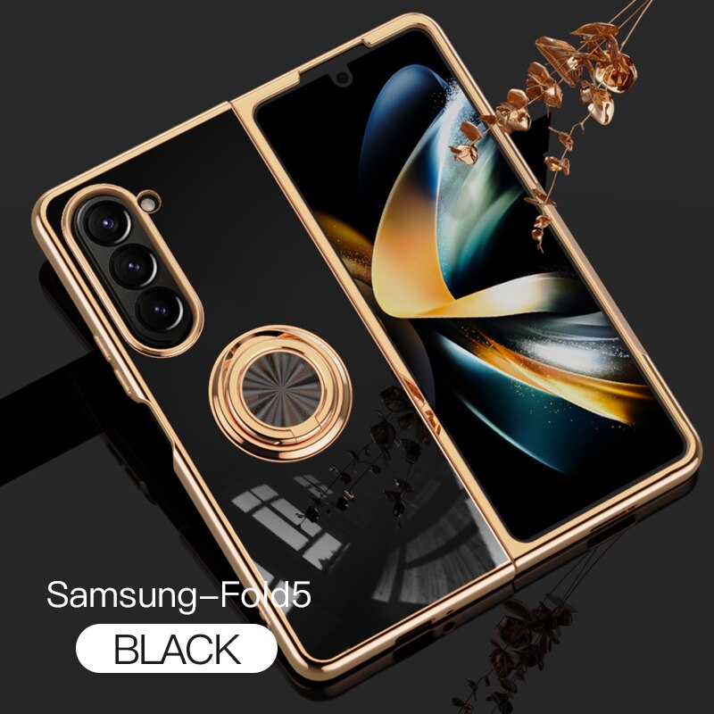 Plating Shockproof Case with Ring Holder For Samsung Z Fold