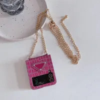 Luxury Croc-Embossed Chain Crossbody Case for Samsung Z Flip – Designer-Inspired
