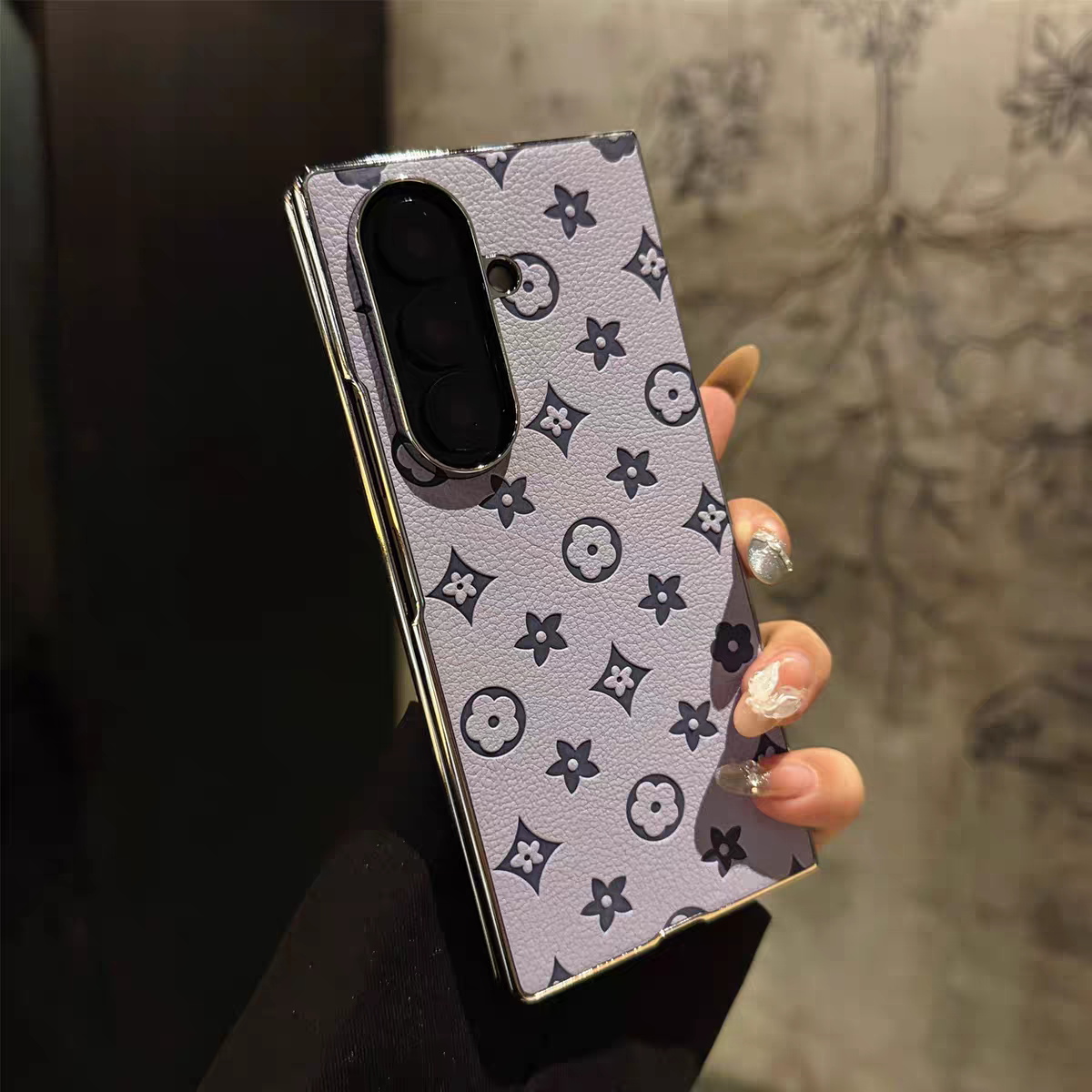 Monogram Leather Case for Samsung Galaxy Z Fold Series