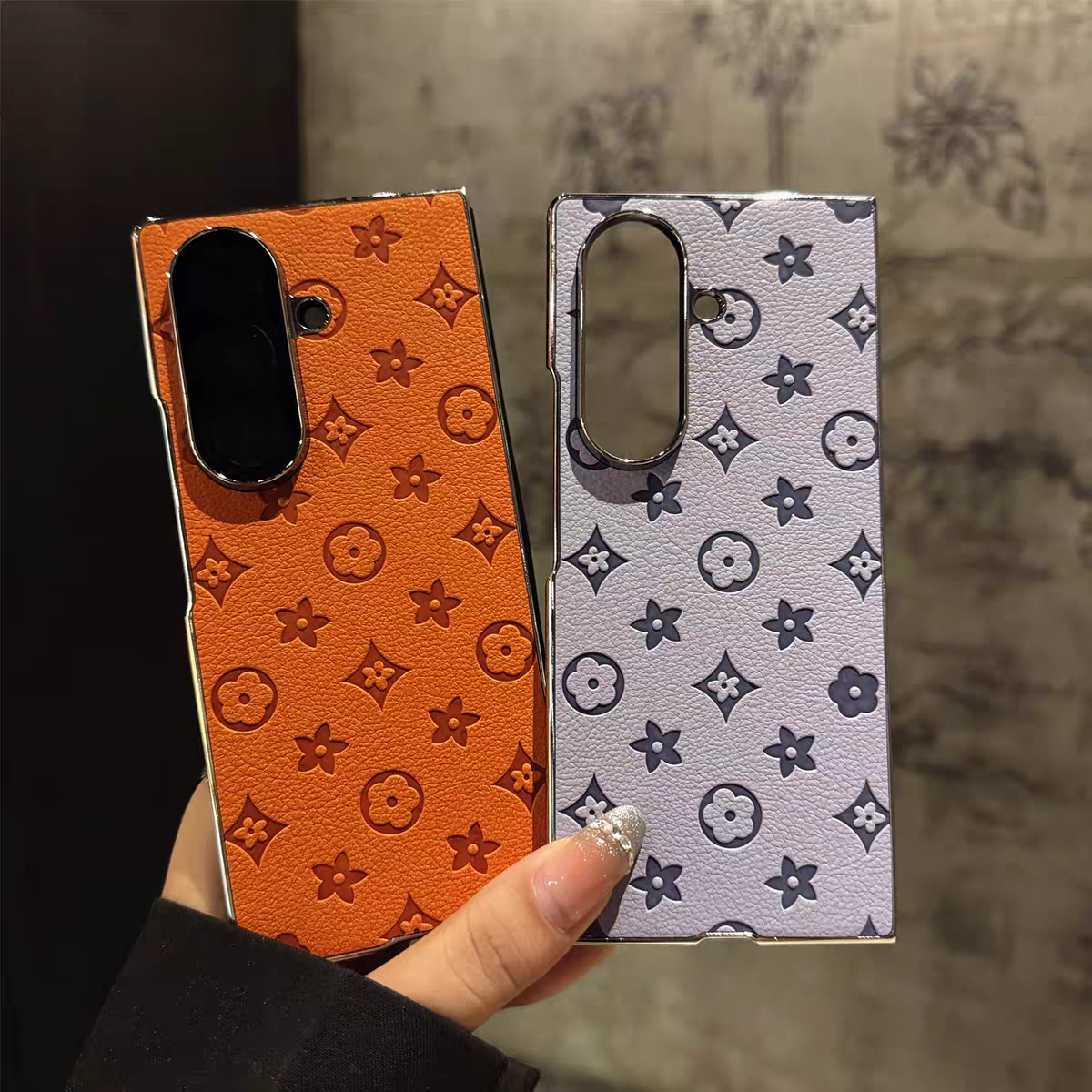 Monogram Leather Case for Samsung Galaxy Z Fold Series