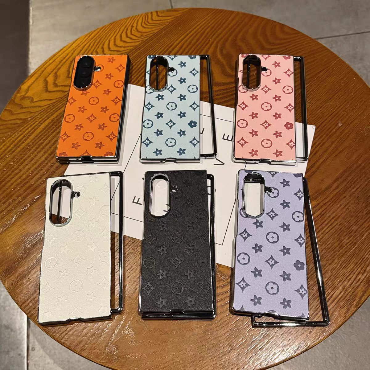 Monogram Leather Case for Samsung Galaxy Z Fold Series