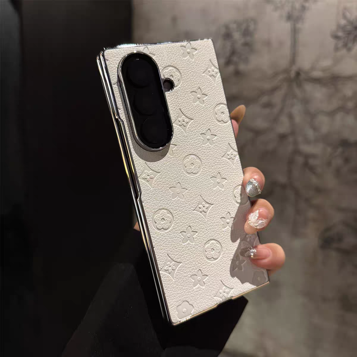 Monogram Leather Case for Samsung Galaxy Z Fold Series
