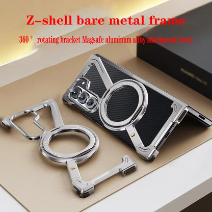 Ultra Luxury Metal Frame Magnetic Ring Case for Samsung Z Fold Series