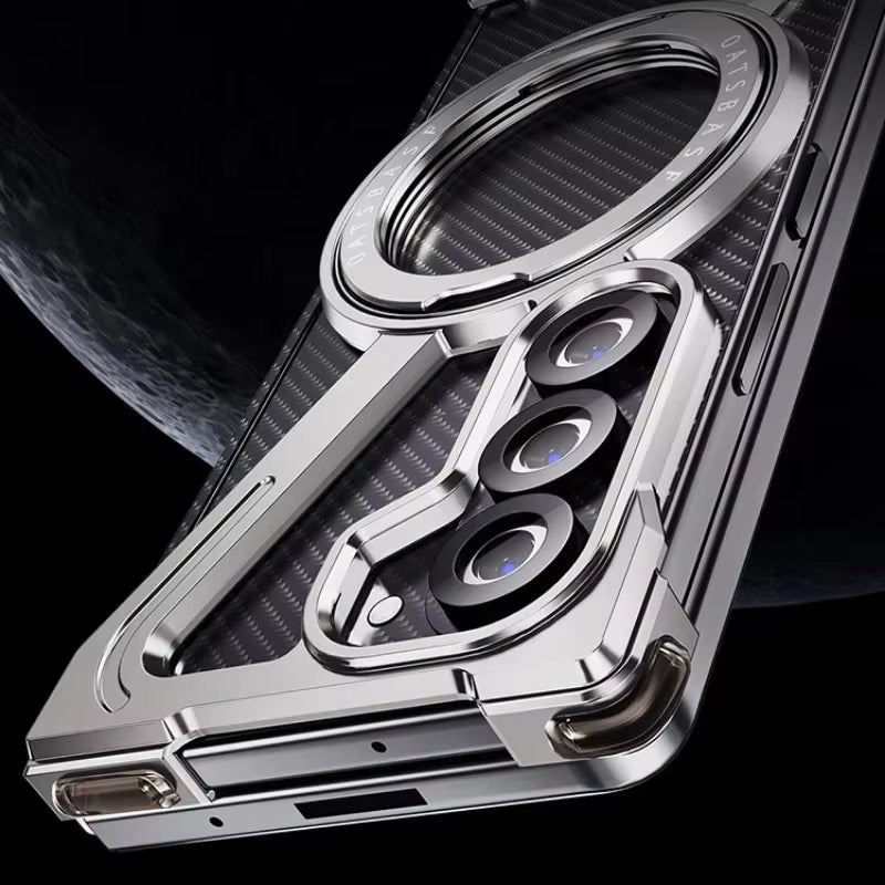 Ultra Luxury Metal Frame Magnetic Ring Case for Samsung Z Fold Series