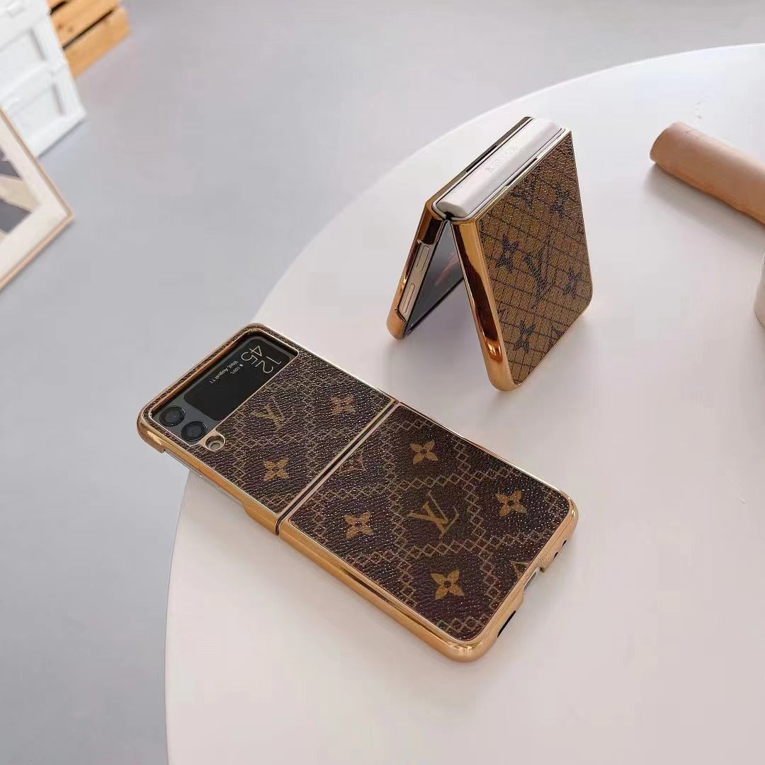 Luxury Patterned Z Flip Case with Gold Frame –for Samsung Z Flip