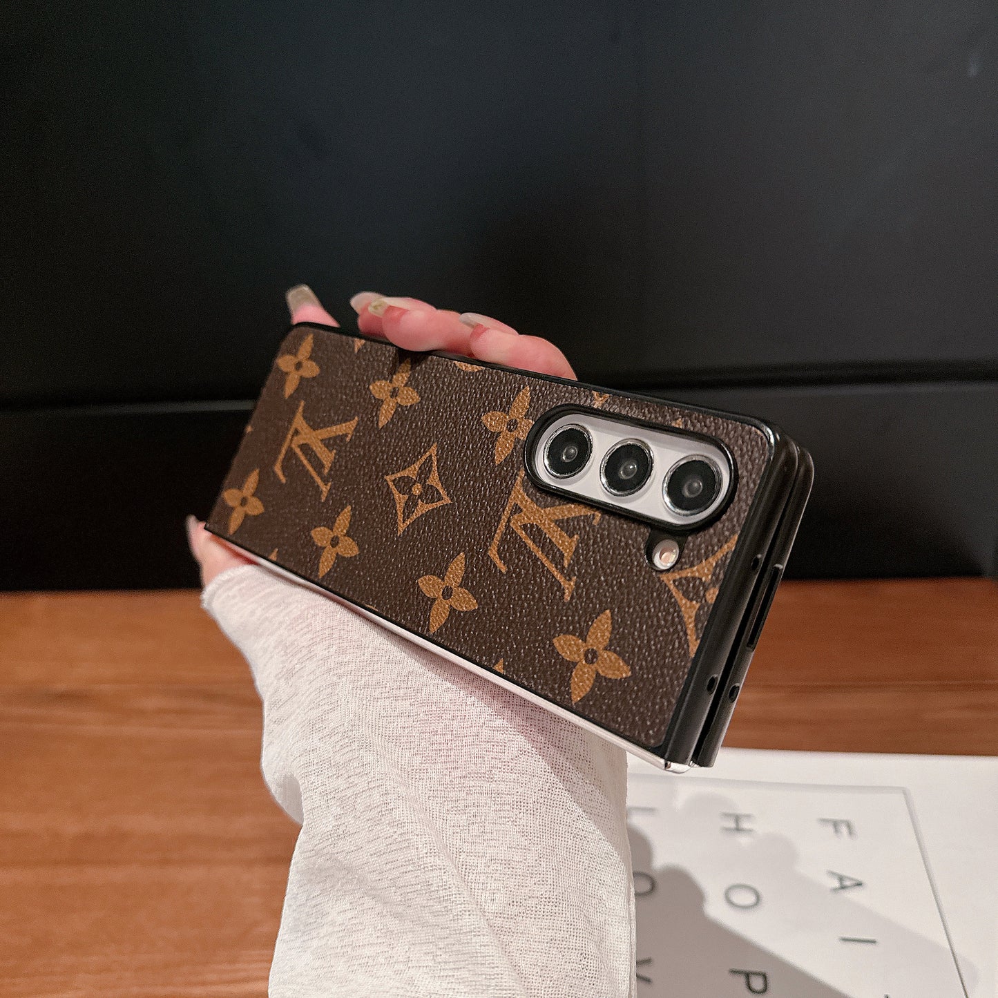 Luxury Monogram Leather Case for Samsung Galaxy Z Fold – Designer-Inspired Premium Cover