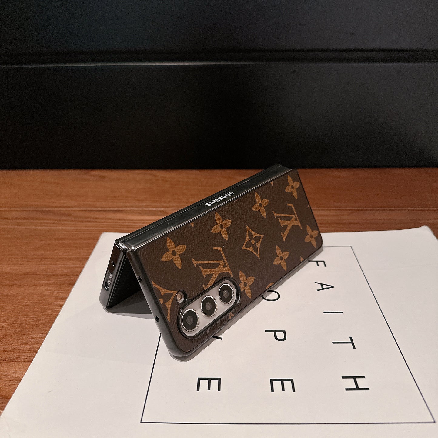 Luxury Monogram Leather Case for Samsung Galaxy Z Fold – Designer-Inspired Premium Cover