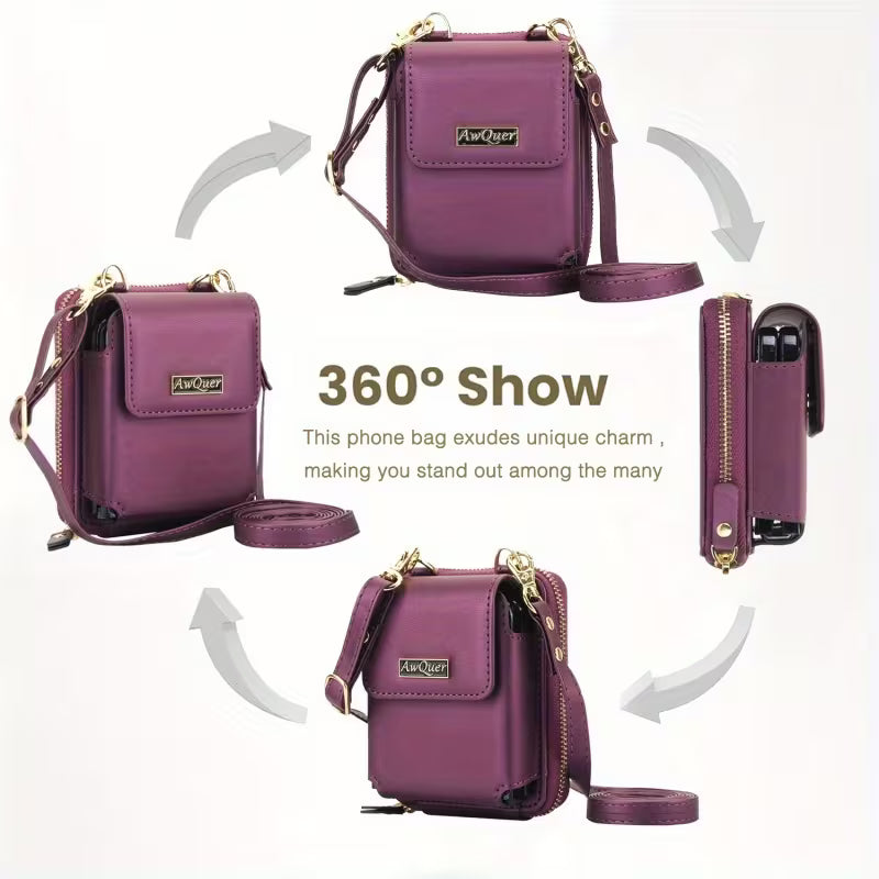 Foldable Phone Pouch with Long Strap – Premium LIU Phone Bag for Samsung Z Flip Series